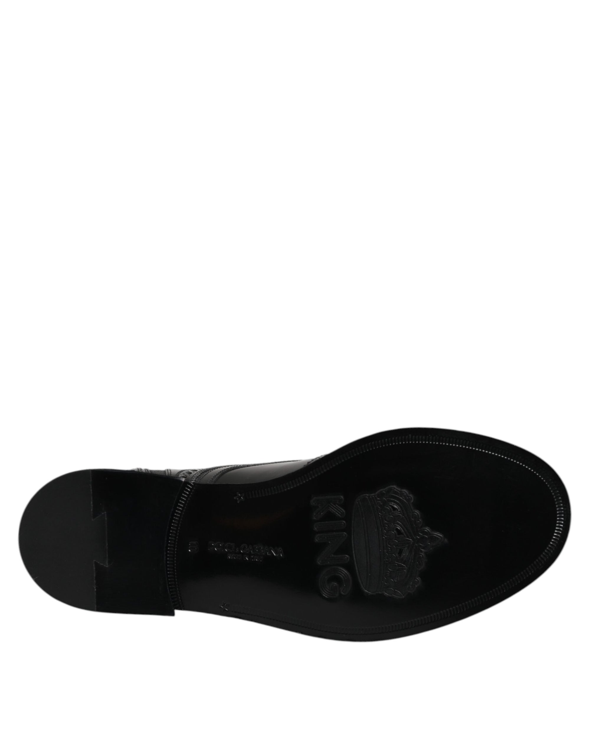 Dolce & Gabbana Black Leather Lace Up Mid Calf Boots Shoes