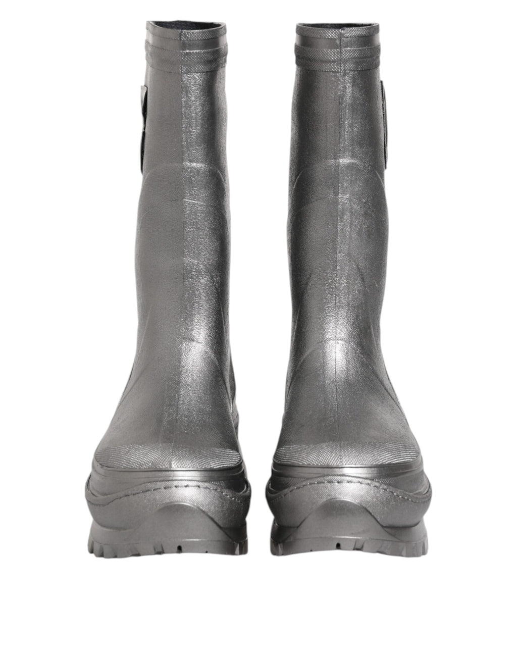 Dolce & Gabbana Metallic Silver Pull On Rain Boots Shoes