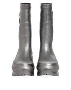 Dolce & Gabbana Metallic Silver Pull On Rain Boots Shoes