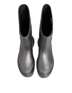 Dolce & Gabbana Metallic Silver Pull On Rain Boots Shoes