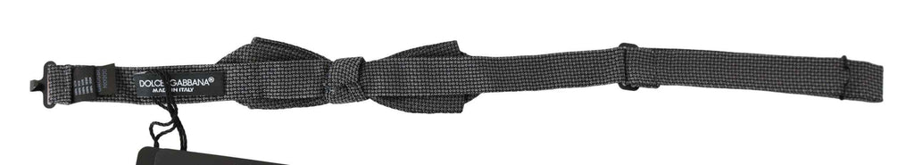 Dolce & Gabbana Gray Patterned Silk Adjustable Neck Bow Tie Papillon