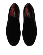 Dolce & Gabbana Black Velvet Loafers Formal Men Dress Shoes