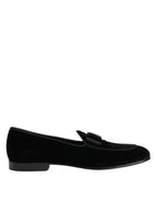 Dolce & Gabbana Black Velvet Loafers Formal Men Dress Shoes