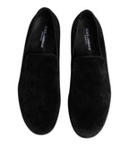 Dolce & Gabbana Black Jacquard Loafers Formal Men Dress Shoes