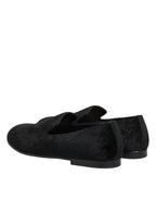 Dolce & Gabbana Black Jacquard Loafers Formal Men Dress Shoes