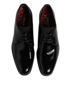 Dolce & Gabbana Black Leather Lace Up Men Derby Formal Shoes