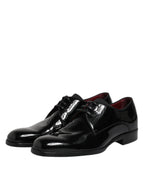 Dolce & Gabbana Black Leather Lace Up Men Derby Formal Shoes
