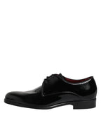 Dolce & Gabbana Black Leather Lace Up Men Derby Formal Shoes