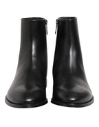 Dolce & Gabbana Black Leather Mid Calf Men Boots Shoes