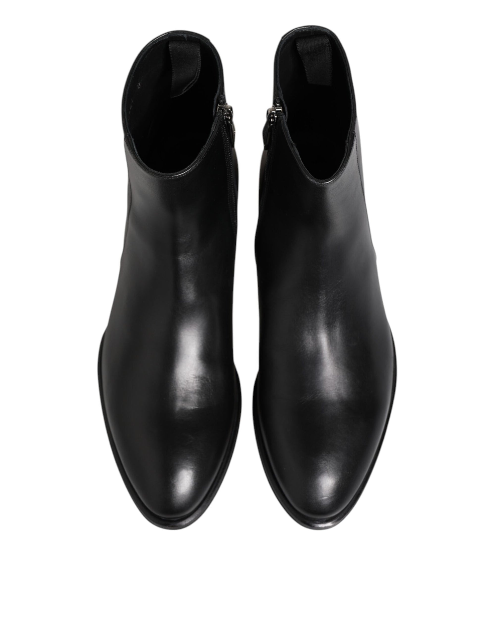 Dolce & Gabbana Black Leather Mid Calf Men Boots Shoes