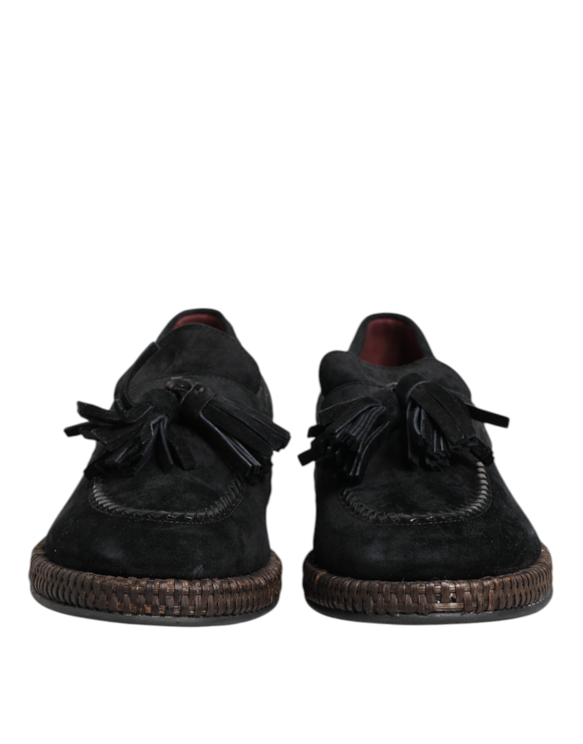 Dolce & Gabbana Black Suede Tassel Embellished Loafers Shoes