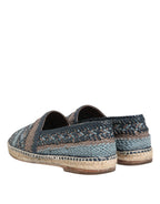 Dolce & Gabbana Blue Gray Woven Leather Buffalo Espadrille Shoes