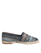 Dolce & Gabbana Blue Gray Woven Leather Buffalo Espadrille Shoes