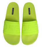 Dolce & Gabbana Green Rubber Slides Sandals Beachwear Shoes