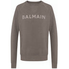 Balmain Gray Cotton Men Sweater
