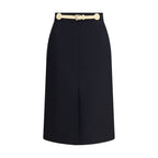 Valentino Black Fleece Wool Midi Skirt