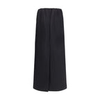 The Row Black Cotton Midi Skirt