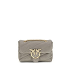 PINKO Gray Calf Leather Bos Taurus Shoulder Bag