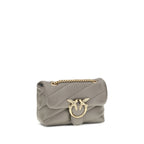 PINKO Gray Calf Leather Bos Taurus Shoulder Bag