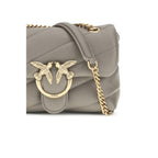 PINKO Gray Calf Leather Bos Taurus Shoulder Bag