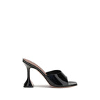 Amina Muaddi Black Calf Leather Bos Taurus Platform Sandals