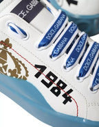 Dolce & Gabbana Blue White Printed Portofino Melt Sneakers