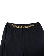 Dolce & Gabbana Black Modal Spandex Straight Logo Trouser Pants
