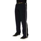Dolce & Gabbana Black Modal Spandex Straight Logo Trouser Pants