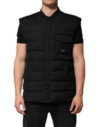 Dolce & Gabbana Black Sleeveless Parka Logo Plaque Jacket