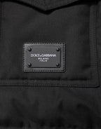 Dolce & Gabbana Black Sleeveless Parka Logo Plaque Jacket