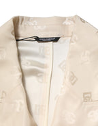 Dolce & Gabbana Beige Polyester Logo Monogram Coat Jacket