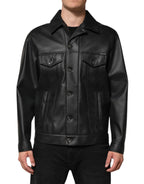 Dolce & Gabbana Black Polyester Button Down Biker Jacket
