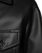 Dolce & Gabbana Black Polyester Button Down Biker Jacket