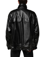 Dolce & Gabbana Black Polyester Logo Plaque Bomber Jacket