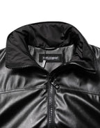 Dolce & Gabbana Black Polyester Logo Plaque Bomber Jacket