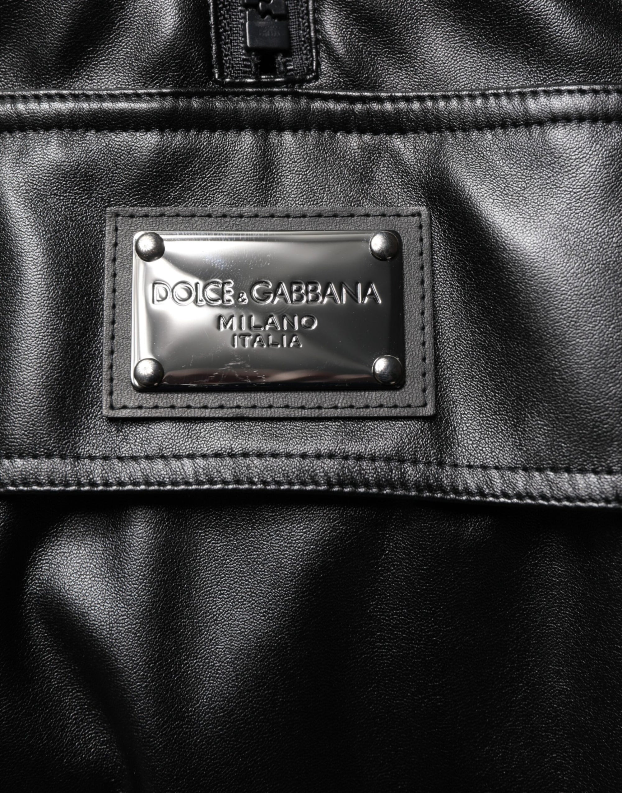 Dolce & Gabbana Black Polyester Logo Plaque Bomber Jacket