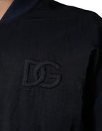 Dolce & Gabbana Blue Nylon DG Embroidery Men Bomber Jacket