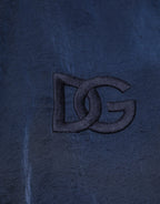 Dolce & Gabbana Blue Nylon DG Embroidery Men Bomber Jacket