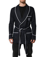 Dolce & Gabbana Dark Blue DG Embroidery Jacket Robe Blazer