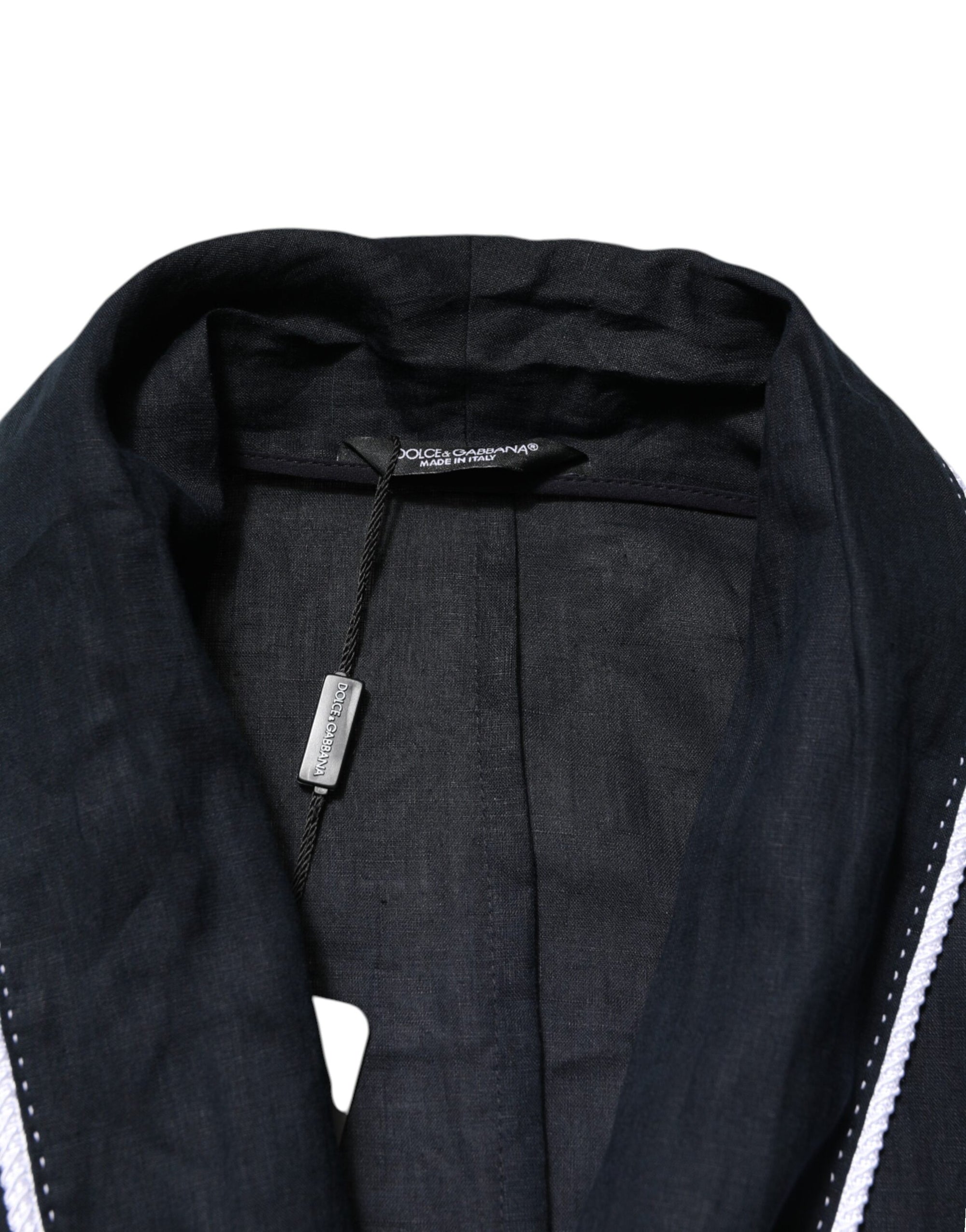 Dolce & Gabbana Dark Blue DG Embroidery Jacket Robe Blazer