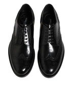 Dolce & Gabbana Black Leather Derby Wingtip Formal Shoes