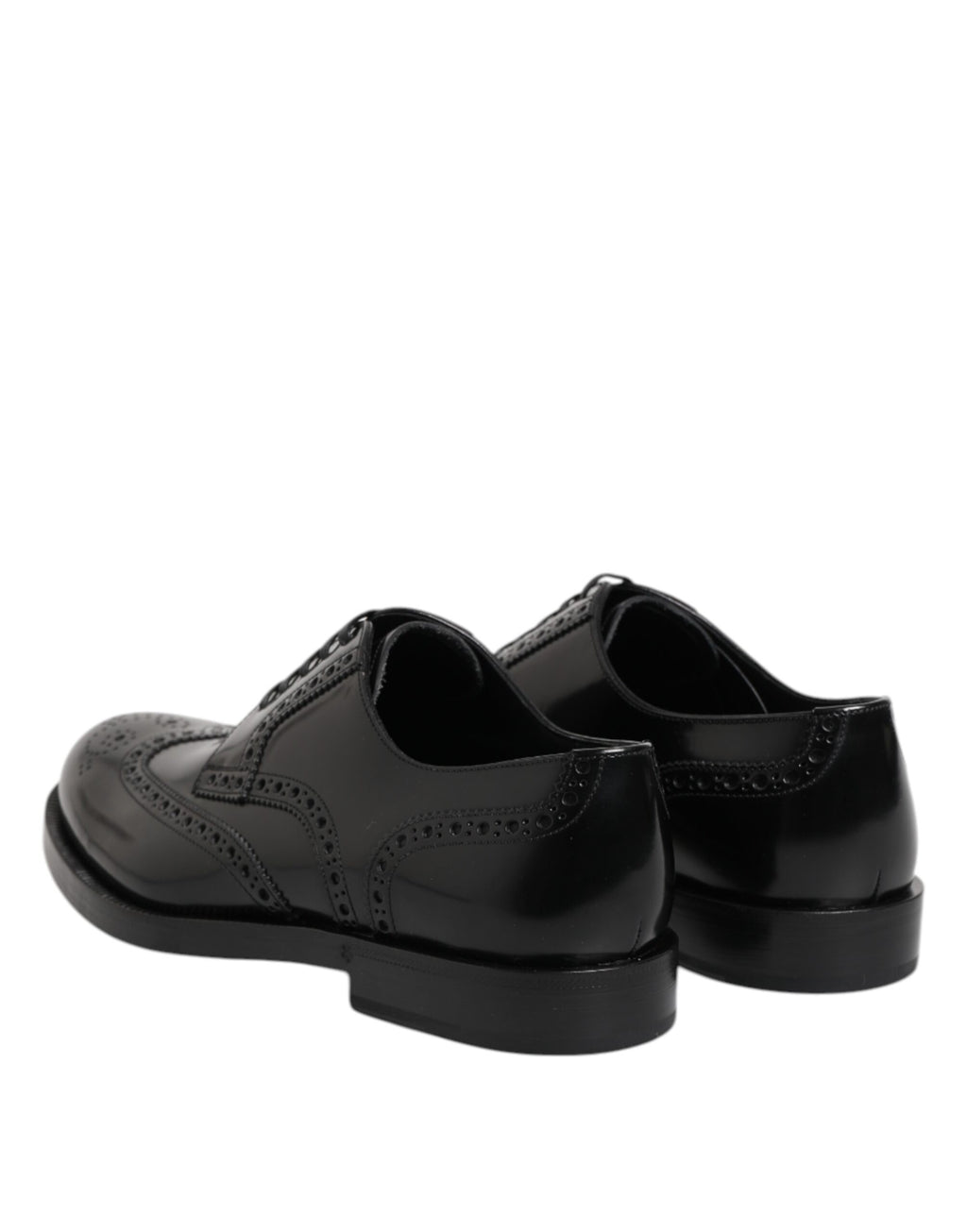 Dolce & Gabbana Black Leather Derby Wingtip Formal Shoes