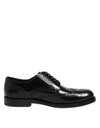 Dolce & Gabbana Black Leather Derby Wingtip Formal Shoes