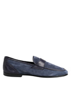 Dolce & Gabbana Blue Suede Leather Loafers Moccasin Shoes