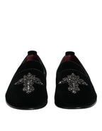Dolce & Gabbana Black Suede Cross Slip On Loafers Dress Shoes