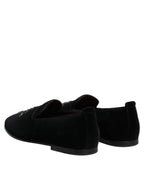 Dolce & Gabbana Black Suede Cross Slip On Loafers Dress Shoes