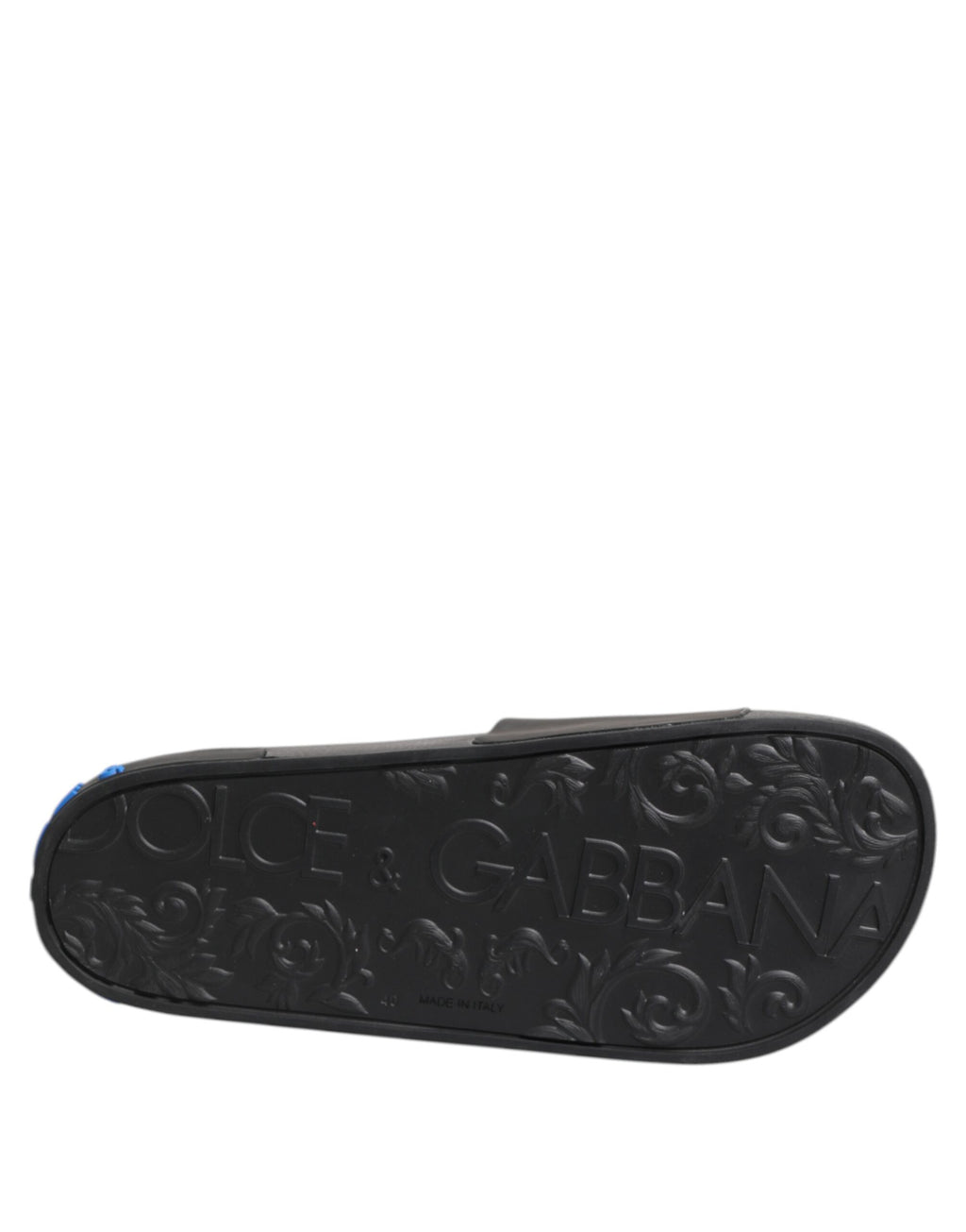 Dolce & Gabbana Black Leather Slides Flats Beachwear Shoes