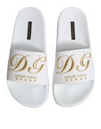 Dolce & Gabbana White Leather Slides Sandals Beachwear Shoes
