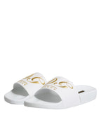 Dolce & Gabbana White Leather Slides Sandals Beachwear Shoes