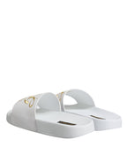 Dolce & Gabbana White Leather Slides Sandals Beachwear Shoes